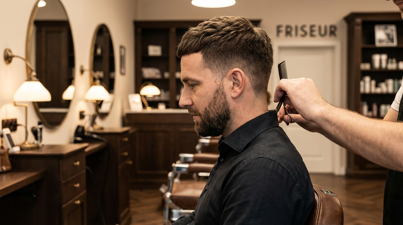Moderner Haarschnitt für Herren im Salon