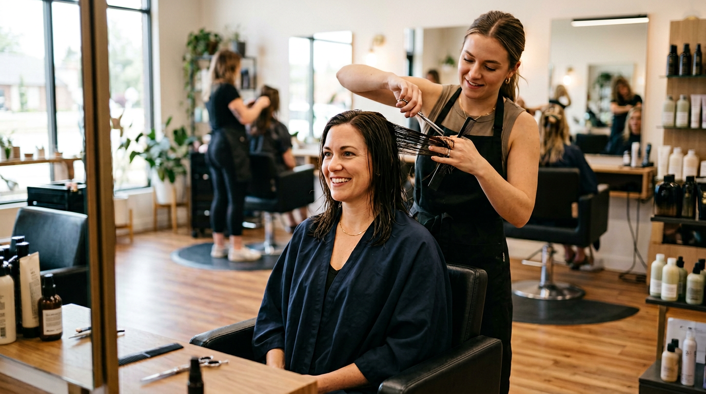 Styling und Haarschnitt für Damen im Salon